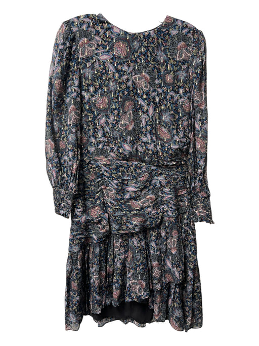 Shoshanna Size 4 Navy & Multi Viscose Metallic Accent lined Round Neck Dress Navy & Multi / 4