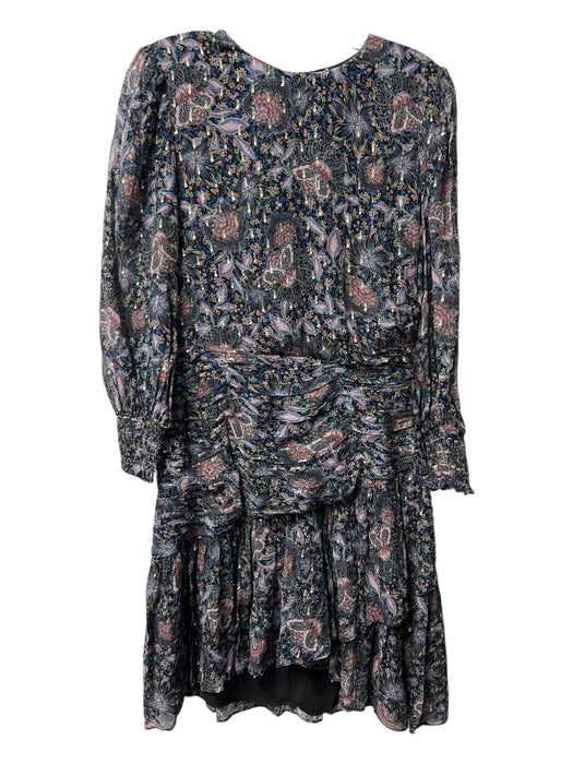 Shoshanna Size 4 Navy & Multi Viscose Metallic Accent lined Round Neck Dress Navy & Multi / 4