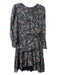 Shoshanna Size 4 Navy & Multi Viscose Metallic Accent lined Round Neck Dress Navy & Multi / 4