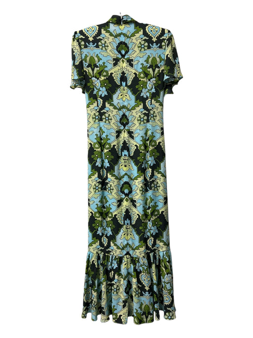 Cinq a Sept Size 4 Blue, Green & Black Polyester Lined V Neck Dress Blue, Green & Black / 4