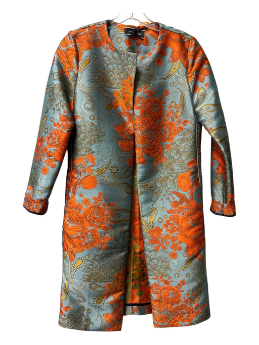 Catherine Gee Size XS Blue & Orange Polyester & Rayon Peacock Long Sleeve Coat Blue & Orange / XS