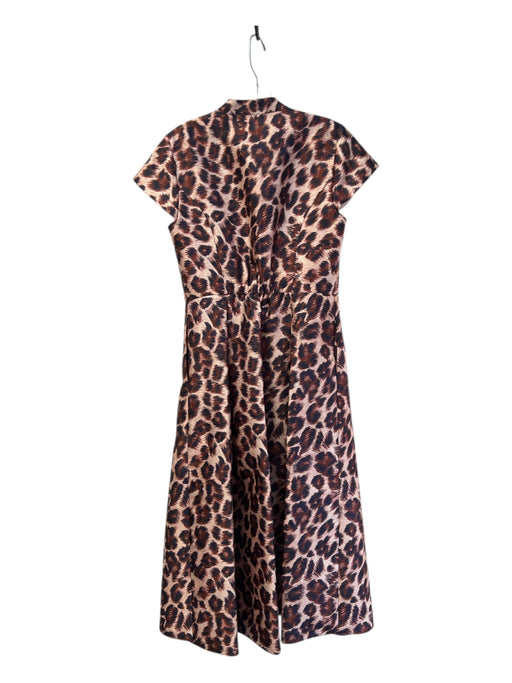 Sachin & Babi Size 4 Brown & Amber Polyester Leopard Cap Sleeve Collar Dress Brown & Amber / 4