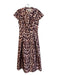 Sachin & Babi Size 4 Brown & Amber Polyester Leopard Cap Sleeve Collar Dress Brown & Amber / 4