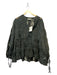 Beatrice B. Size 12 Black Cotton Blend Semi Sheer Long Sleeve Textured Top Black / 12