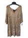 AS by DF Size L nude Nylon Mesh Panel Half Sleeve V Neck Embroidered Dress nude / L