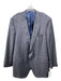 H Stockton Blue & Brown Wool Blend Plaid 2 Button Men's Blazer 48L