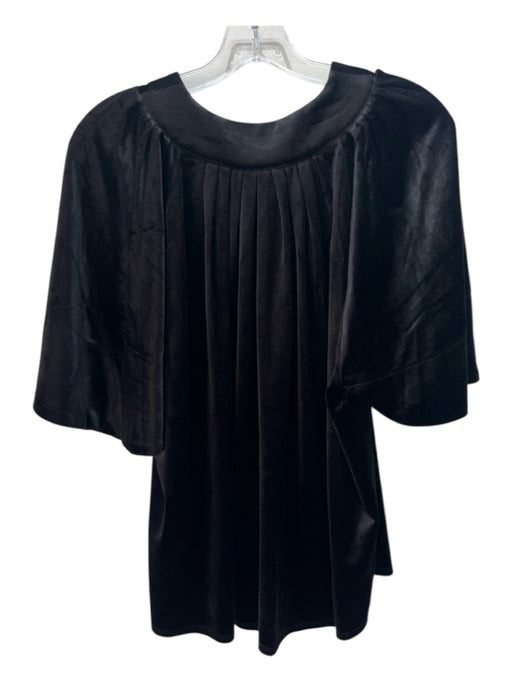 Pomander Place Size L Black Polyester Velvet V Neck Half Sleeve Top Black / L