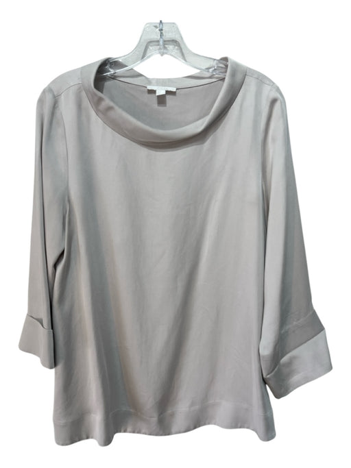 COS Size 10 Taupe Modal Blend Wide Neck 3/4 Sleeve Top Taupe / 10