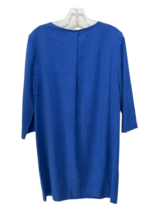 Trina Turk Size L Blue Tencel Half Zip Darted Half Sleeve Shirt Dress Dress Blue / L