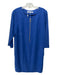 Trina Turk Size L Blue Tencel Half Zip Darted Half Sleeve Shirt Dress Dress Blue / L