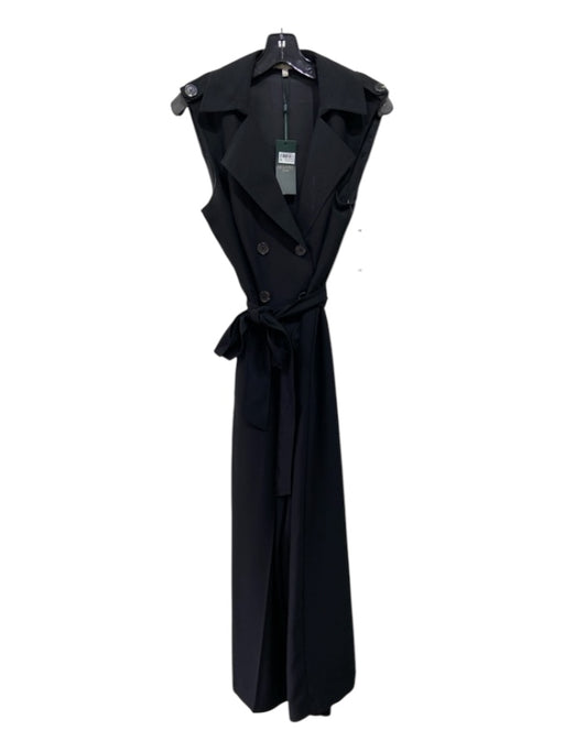 Hobbs Size 10 Black Polyester Double Breast Sleeveless Collar Wide Leg Jumpsuit Black / 10