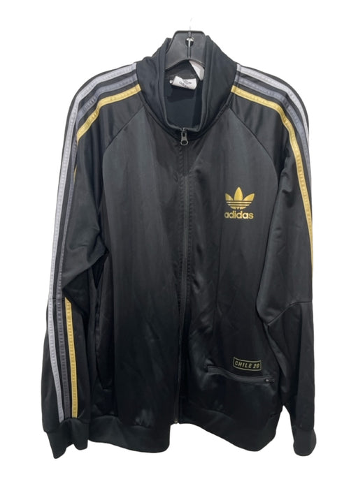 Adidas Size XL black & gold Polyester Zipper Men's Jacket XL