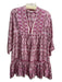 Lolita Jaca Size M Purple & Gray Silk All Over Print Round Split Neck Dress Purple & Gray / M