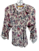 Chufy Size XS Beige, Pink & Blue Silk 3/4 Balloon Sleeve Floral Ladder Lace Top Beige, Pink & Blue / XS