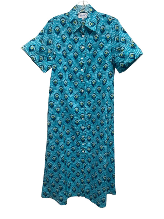 Livro Size XS Mixed Blues Cotton Floral Dotted Button Front Dress Mixed Blues / XS