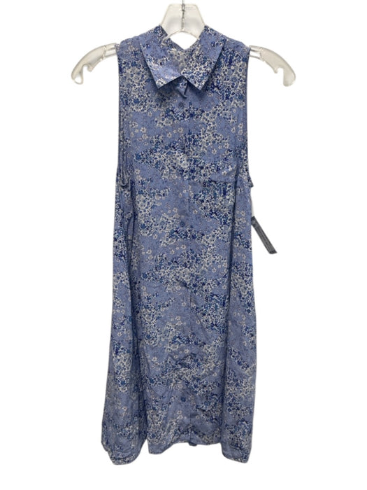 Equipment Femme Size XS Mixed Blues & White Silk Floral Sleeveless Dress Mixed Blues & White / XS