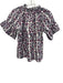 Victoria Dunn Size XS White, Purple & Blue Cotton Floral Short Sleeve Top White, Purple & Blue / XS