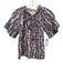 Victoria Dunn Size XS White, Purple & Blue Cotton Floral Short Sleeve Top White, Purple & Blue / XS