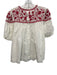 The Great Size 2 White & Red Cotton Floral Embroidered Short Puff Sleeve Top White & Red / 2