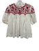 The Great Size 2 White & Red Cotton Floral Embroidered Short Puff Sleeve Top White & Red / 2