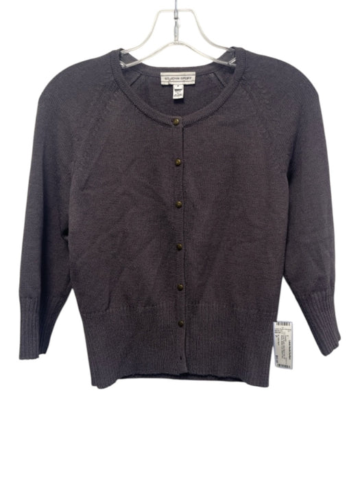 St. John Sport Size P Dusty Purple Wool Blend Knit 3/4 Sleeve Ribbed Hem Sweater Dusty Purple / P