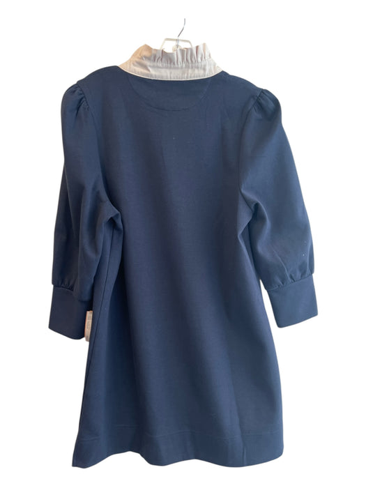 Pomander Place Size Medium Navy & Tan Polyester Long Sleeve Ruffle Accent Dress Navy & Tan / Medium