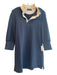 Pomander Place Size Medium Navy & Tan Polyester Long Sleeve Ruffle Accent Dress Navy & Tan / Medium