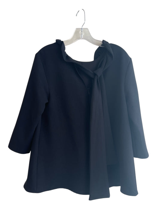 Pomander Place Size Medium Black Polyester Back Zip High Ruffle Neck Top Black / Medium