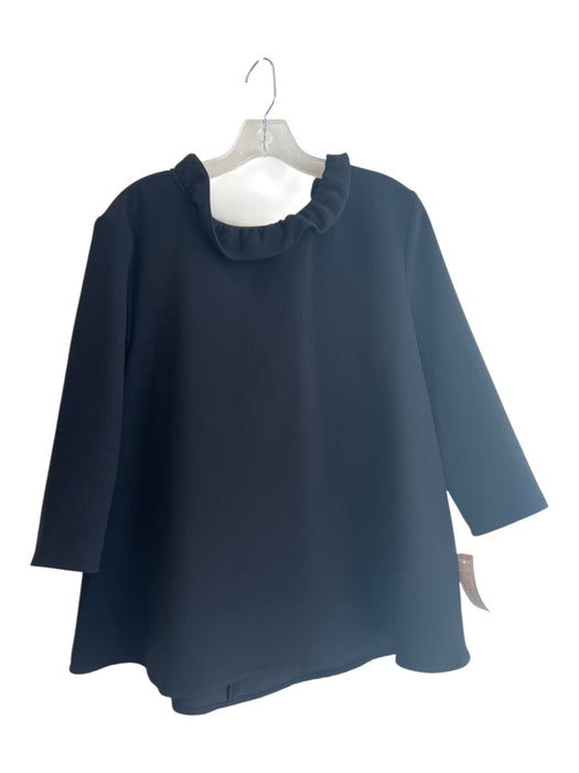 Pomander Place Size Medium Black Polyester Back Zip High Ruffle Neck Top Black / Medium