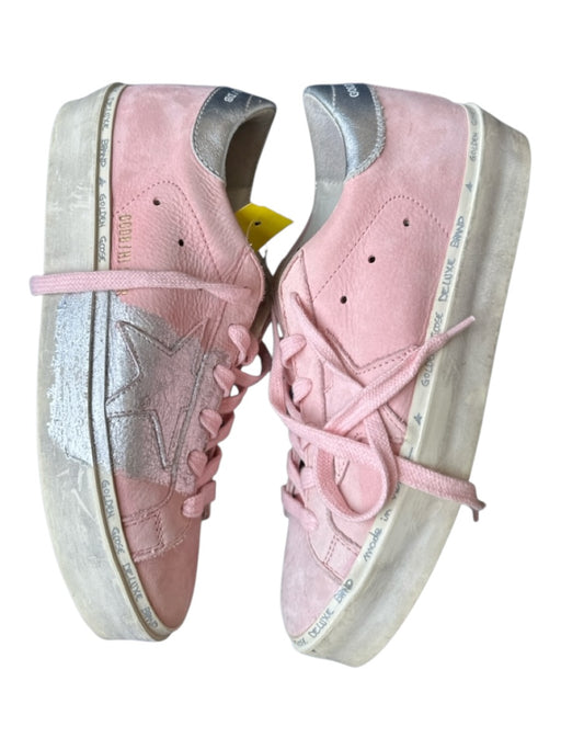 Golden Goose Shoe Size 37 Pink & Silver Suede Metallic Platform Sneakers Pink & Silver / 37
