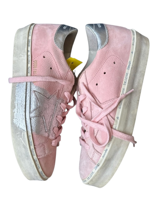 Golden Goose Shoe Size 37 Pink & Silver Suede Metallic Platform Sneakers Pink & Silver / 37