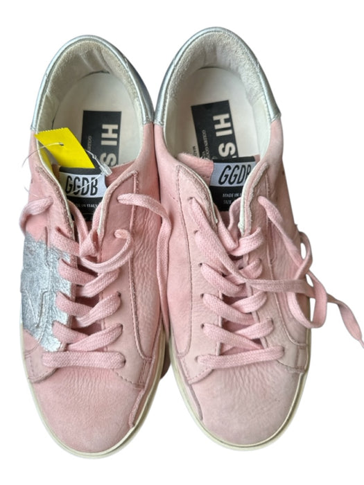 Golden Goose Shoe Size 37 Pink & Silver Suede Metallic Platform Sneakers Pink & Silver / 37