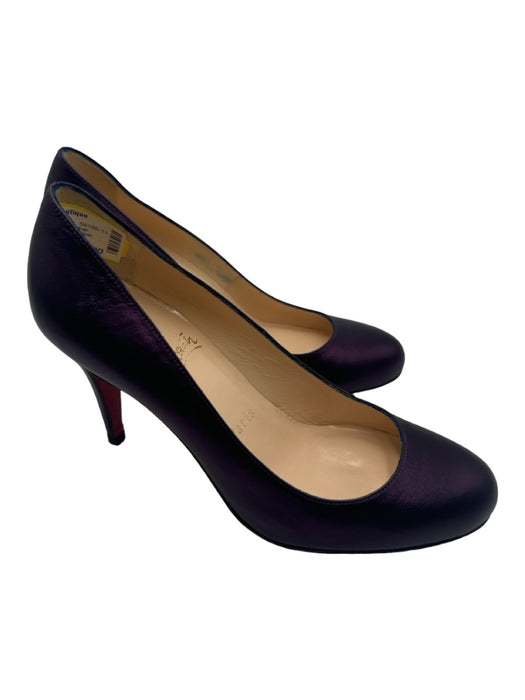 Christian Louboutin Shoe Size 37 Purple Leather round toe Midi Metallic Pumps Purple / 37