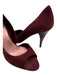 Miu Miu Shoe Size 36 Maroon Red Suede Peep Toe Closed Heel Midi Pumps Maroon Red / 36