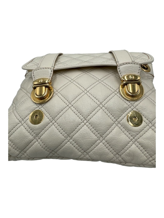 Marc Jacobs White & Gold Leather Quilted Chain Strap Magnetic Close Bag White & Gold / S