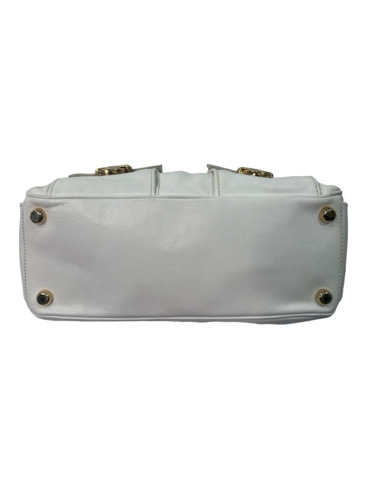 Marc Jacobs White Leather Shoulder Bag Gold Hardware Top Zip Exterior Pocket Bag White / L