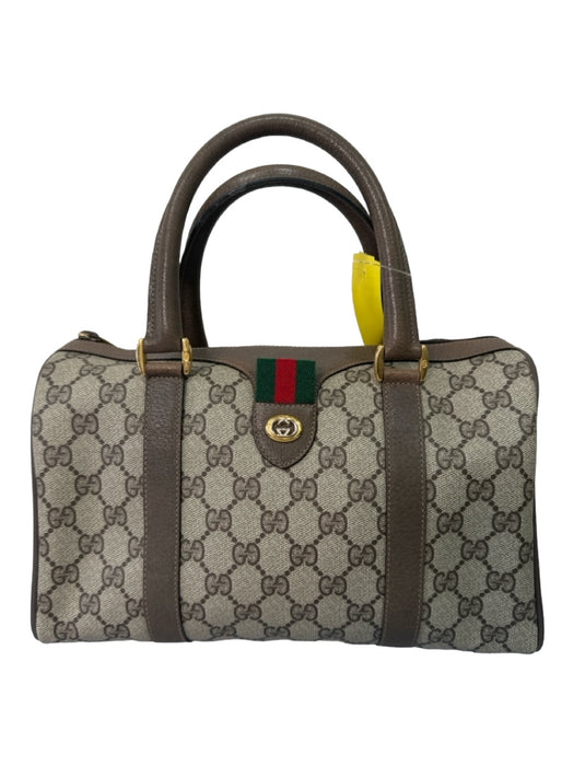 Gucci Beige Red Green Coated Canvas Guccisima Double Top Handle Bag Beige Red Green / S