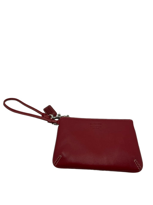 Coach Red Leather Wristlet Top Zip silver hardware Bag Red / XS