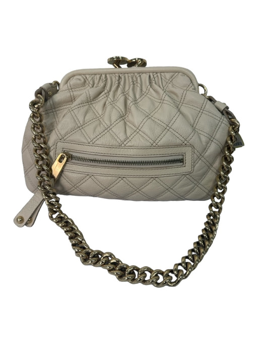 Marc Jacobs Beige & Gold Leather Quilted Kiss Lock Chain Strap Gold Hardware Bag Beige & Gold / S