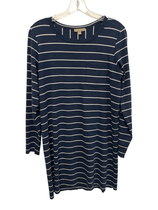 Lilla P Size M Navy & white No Fabric Tag Stripe Patch Pocket Long Sleeve Dress Navy & white / M
