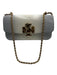 Tory Burch Blue, Cream, Gold Embossed Leather Gold hardware Dragon Flap Bag Blue, Cream, Gold / Small