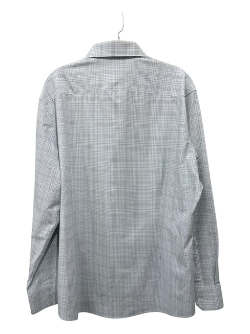 Mizzen + Main Size XL White & Light Blue Synthetic Lines Men's Long Sleeve Shirt White & Light Blue / XL