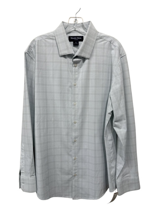 Mizzen + Main Size XL White & Light Blue Synthetic Lines Men's Long Sleeve Shirt White & Light Blue / XL