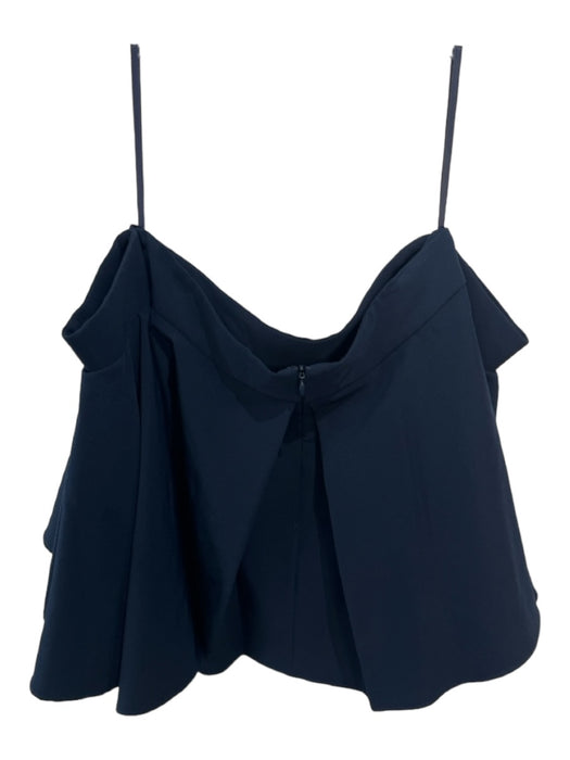 Milly Size 2 Navy Blue Polyester Straight Neck Off the Shoulder Zip Back Top Navy Blue / 2