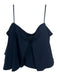 Milly Size 2 Navy Blue Polyester Straight Neck Off the Shoulder Zip Back Top Navy Blue / 2