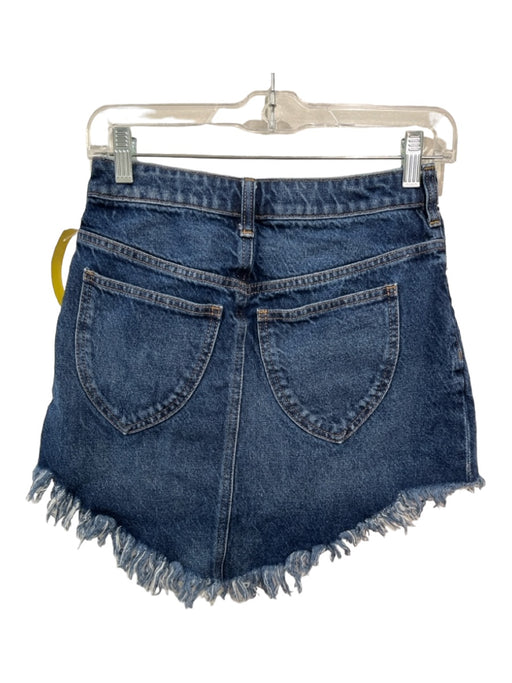 Free People Size 25 Blue Cotton Denim Mini Frayed Hem Skirt Blue / 25