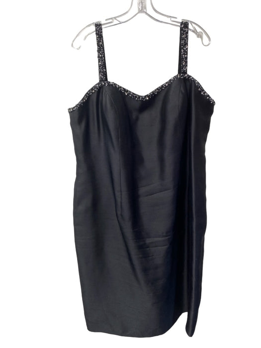 Montage Size 20 Black & Silver Silk 3 Button Bead & Sequin Spaghetti Strap Gown Black & Silver / 20