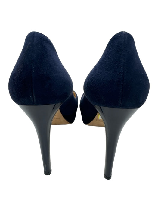 Jimmy Choo Shoe Size 39.5 Navy Blue Suede & Patent Leather Almond Toe Pumps Navy Blue / 39.5