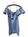 Misa Size XS Chambray Cotton Adjustable Strap Cold Shoulder Mini Tiered Dress Chambray / XS