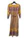 XiRENA Size M Yellow & Purple Cotton & Silk Floral Paisley V Neck Maxi Dress Yellow & Purple / M